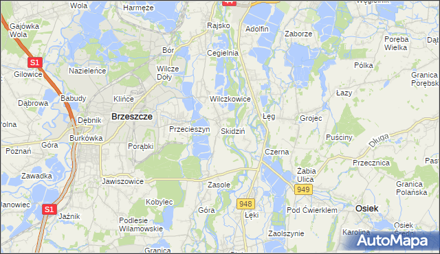 mapa Skidziń, Skidziń na mapie Targeo