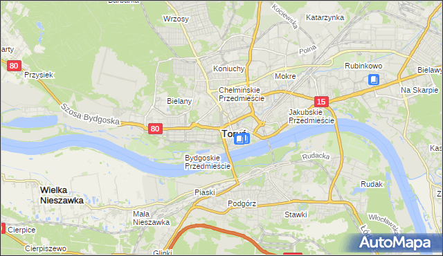 mapa Torunia, Toruń na mapie Targeo