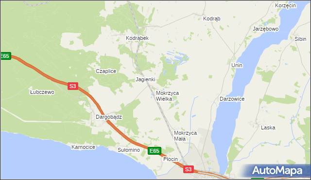 mapa Mokrzyca Wielka, Mokrzyca Wielka na mapie Targeo