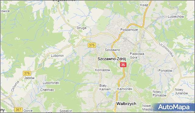 mapa Szczawno-Zdrój, Szczawno-Zdrój na mapie Targeo