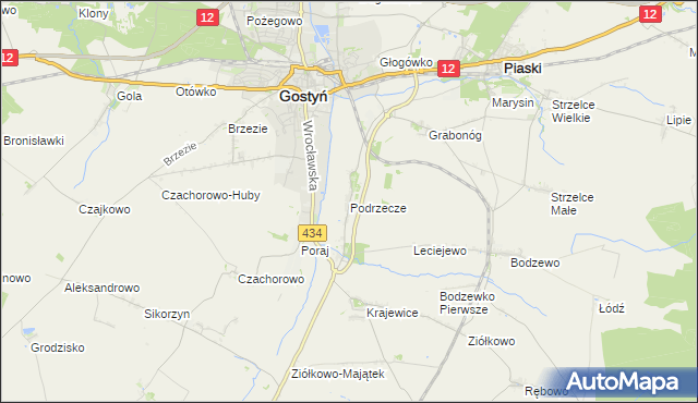 mapa Podrzecze gmina Piaski, Podrzecze gmina Piaski na mapie Targeo