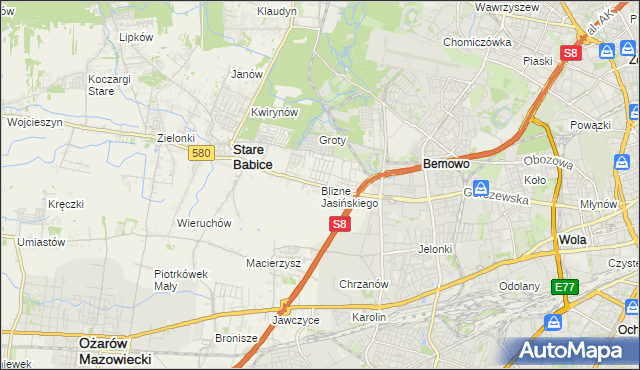 mapa Blizne Jasińskiego, Blizne Jasińskiego na mapie Targeo