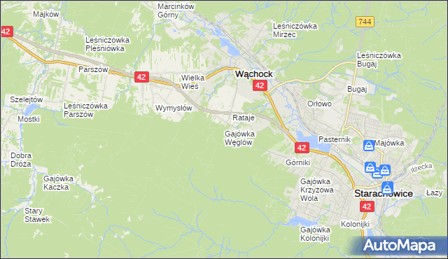 mapa Gajówka Węglów, Gajówka Węglów na mapie Targeo