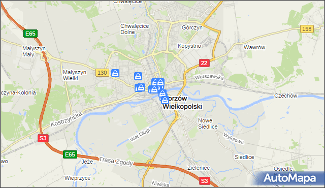 mapa Gorzów Wielkopolski, Gorzów Wielkopolski na mapie Targeo