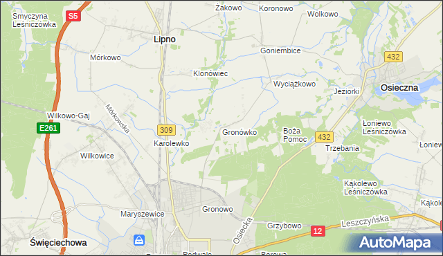 mapa Gronówko gmina Lipno, Gronówko gmina Lipno na mapie Targeo