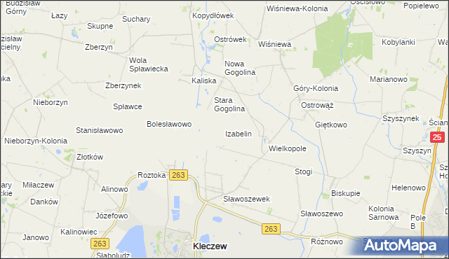 mapa Izabelin gmina Kleczew, Izabelin gmina Kleczew na mapie Targeo