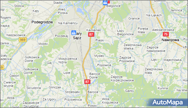 mapa Myślec, Myślec na mapie Targeo