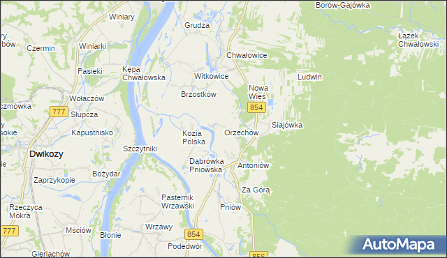 mapa Orzechów gmina Radomyśl nad Sanem, Orzechów gmina Radomyśl nad Sanem na mapie Targeo