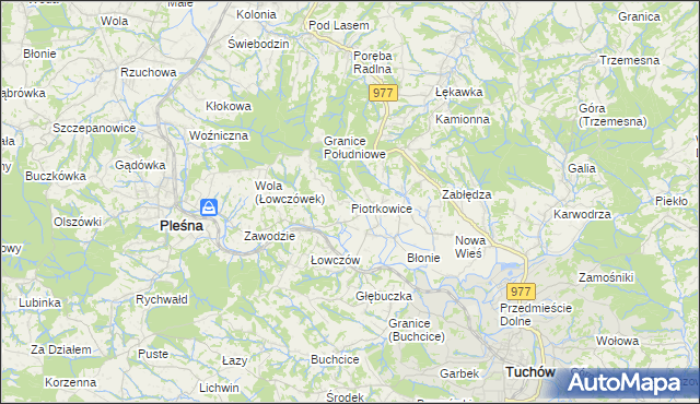 mapa Piotrkowice gmina Tuchów, Piotrkowice gmina Tuchów na mapie Targeo
