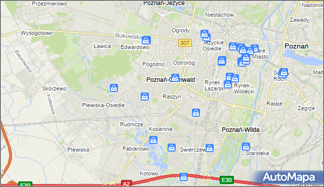 mapa Raszyn gmina Poznań, Raszyn gmina Poznań na mapie Targeo