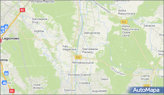 mapa Stanisławów Pierwszy gmina Nieporęt, Stanisławów Pierwszy gmina Nieporęt na mapie Targeo