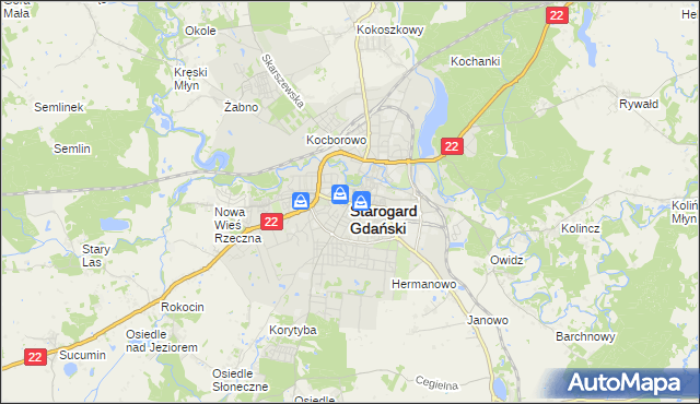 mapa Starogard Gdański, Starogard Gdański na mapie Targeo