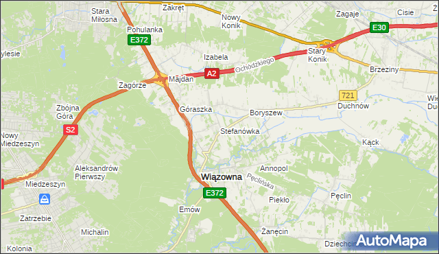 mapa Stefanówka gmina Wiązowna, Stefanówka gmina Wiązowna na mapie Targeo