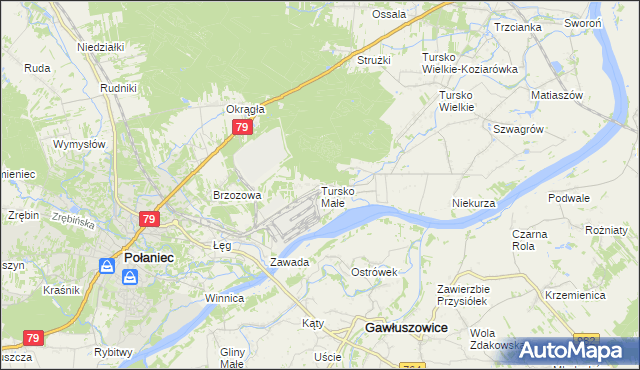 mapa Tursko Małe, Tursko Małe na mapie Targeo