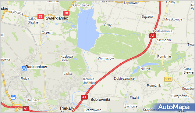 mapa Wymysłów gmina Bobrowniki, Wymysłów gmina Bobrowniki na mapie Targeo