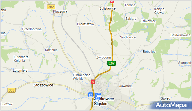 mapa Zwrócona, Zwrócona na mapie Targeo