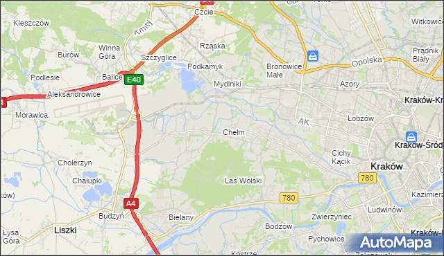 mapa Chełm gmina Kraków, Chełm gmina Kraków na mapie Targeo