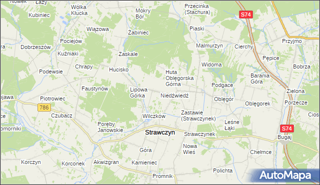 mapa Niedźwiedź gmina Strawczyn, Niedźwiedź gmina Strawczyn na mapie Targeo