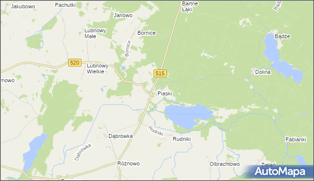 mapa Piaski gmina Susz, Piaski gmina Susz na mapie Targeo