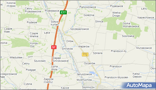 mapa Wężerów, Wężerów na mapie Targeo