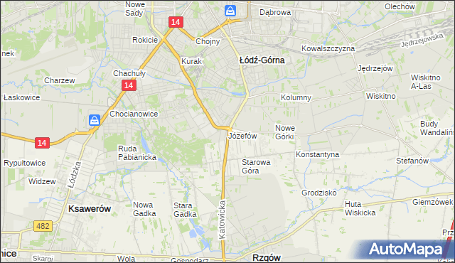 mapa Józefów gmina Łódź, Józefów gmina Łódź na mapie Targeo