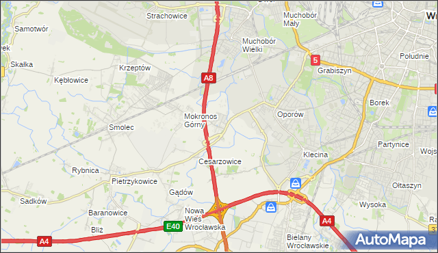 mapa Mokronos Dolny, Mokronos Dolny na mapie Targeo