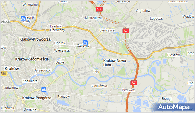 mapa Nowa Huta gmina Kraków, Nowa Huta gmina Kraków na mapie Targeo