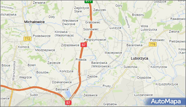 mapa Wiktorowice, Wiktorowice na mapie Targeo