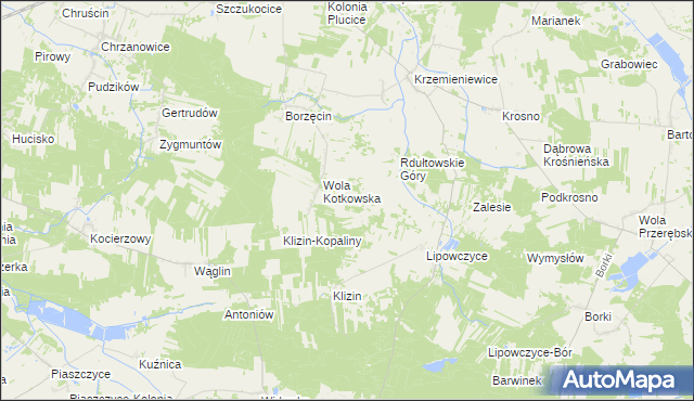 mapa Komorniki gmina Gorzkowice, Komorniki gmina Gorzkowice na mapie Targeo
