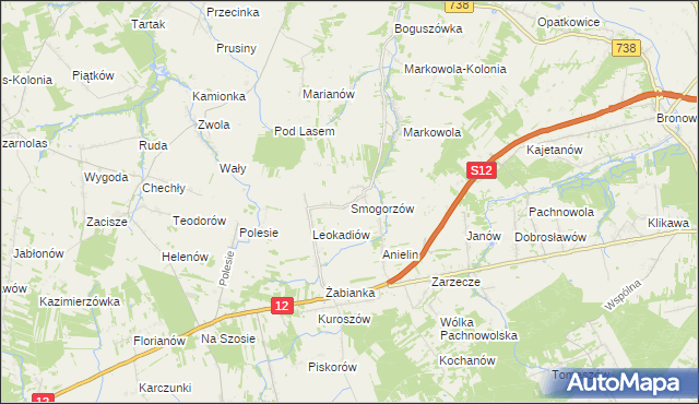 mapa Smogorzów gmina Puławy, Smogorzów gmina Puławy na mapie Targeo