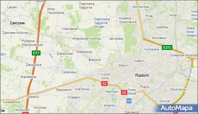 mapa Wacyn, Wacyn na mapie Targeo