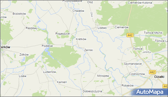 mapa Żerniki gmina Żerków, Żerniki gmina Żerków na mapie Targeo