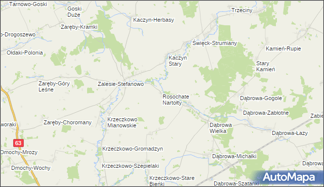 mapa Rosochate Nartołty, Rosochate Nartołty na mapie Targeo