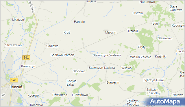 mapa Stawiszyn-Zwalewo, Stawiszyn-Zwalewo na mapie Targeo