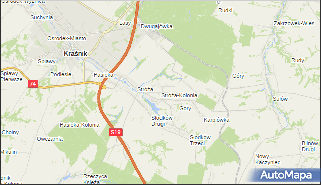 mapa Stróża-Kolonia, Stróża-Kolonia na mapie Targeo