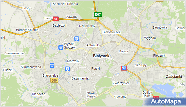 mapa Białegostoku, Białystok na mapie Targeo