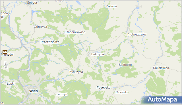 mapa Bełczyna, Bełczyna na mapie Targeo
