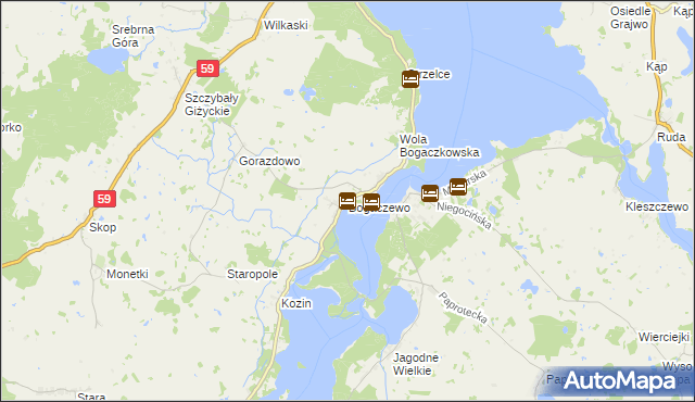 mapa Bogaczewo gmina Giżycko, Bogaczewo gmina Giżycko na mapie Targeo