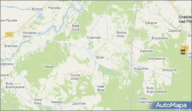 mapa Boże gmina Stromiec, Boże gmina Stromiec na mapie Targeo