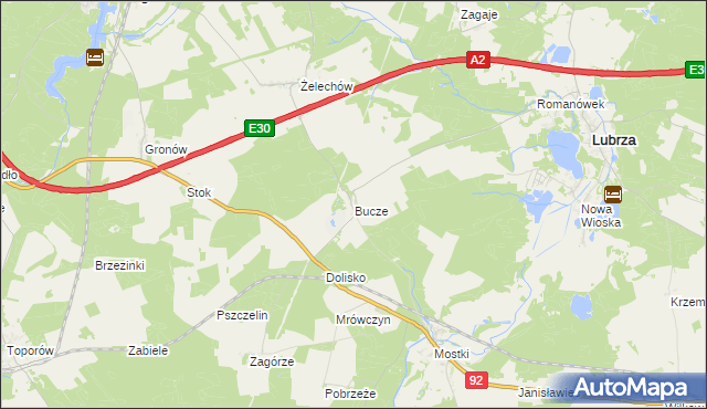 mapa Bucze gmina Lubrza, Bucze gmina Lubrza na mapie Targeo