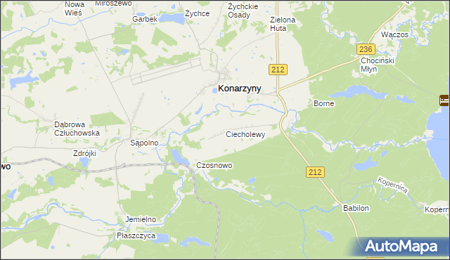 mapa Ciecholewy gmina Konarzyny, Ciecholewy gmina Konarzyny na mapie Targeo