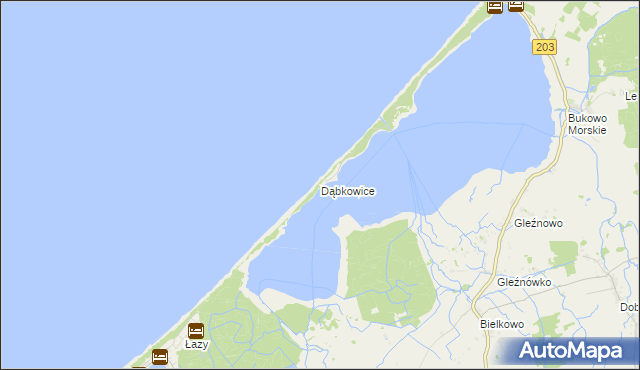 mapa Dąbkowice gmina Darłowo, Dąbkowice gmina Darłowo na mapie Targeo