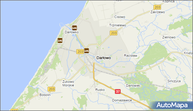 mapa Darłowo, Darłowo na mapie Targeo