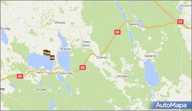 mapa Dzierzki, Dzierzki na mapie Targeo