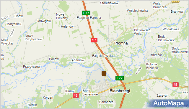 mapa Falęcice, Falęcice na mapie Targeo