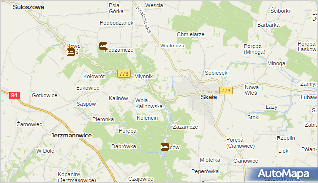 mapa Grodzisko gmina Skała, Grodzisko gmina Skała na mapie Targeo