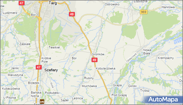 mapa Gronków, Gronków na mapie Targeo