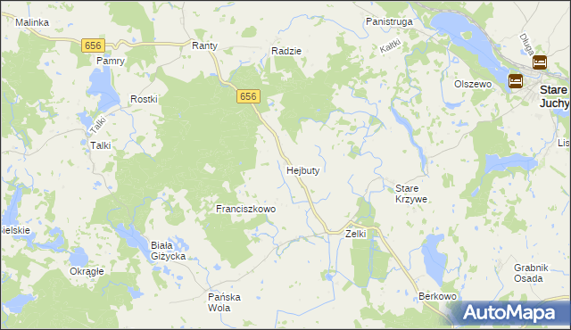 mapa Hejbuty, Hejbuty na mapie Targeo