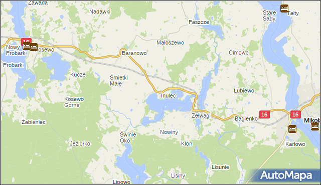 mapa Inulec, Inulec na mapie Targeo