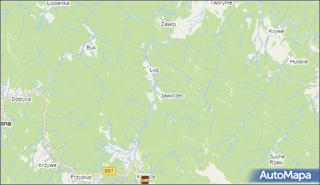 mapa Jaworzec, Jaworzec na mapie Targeo